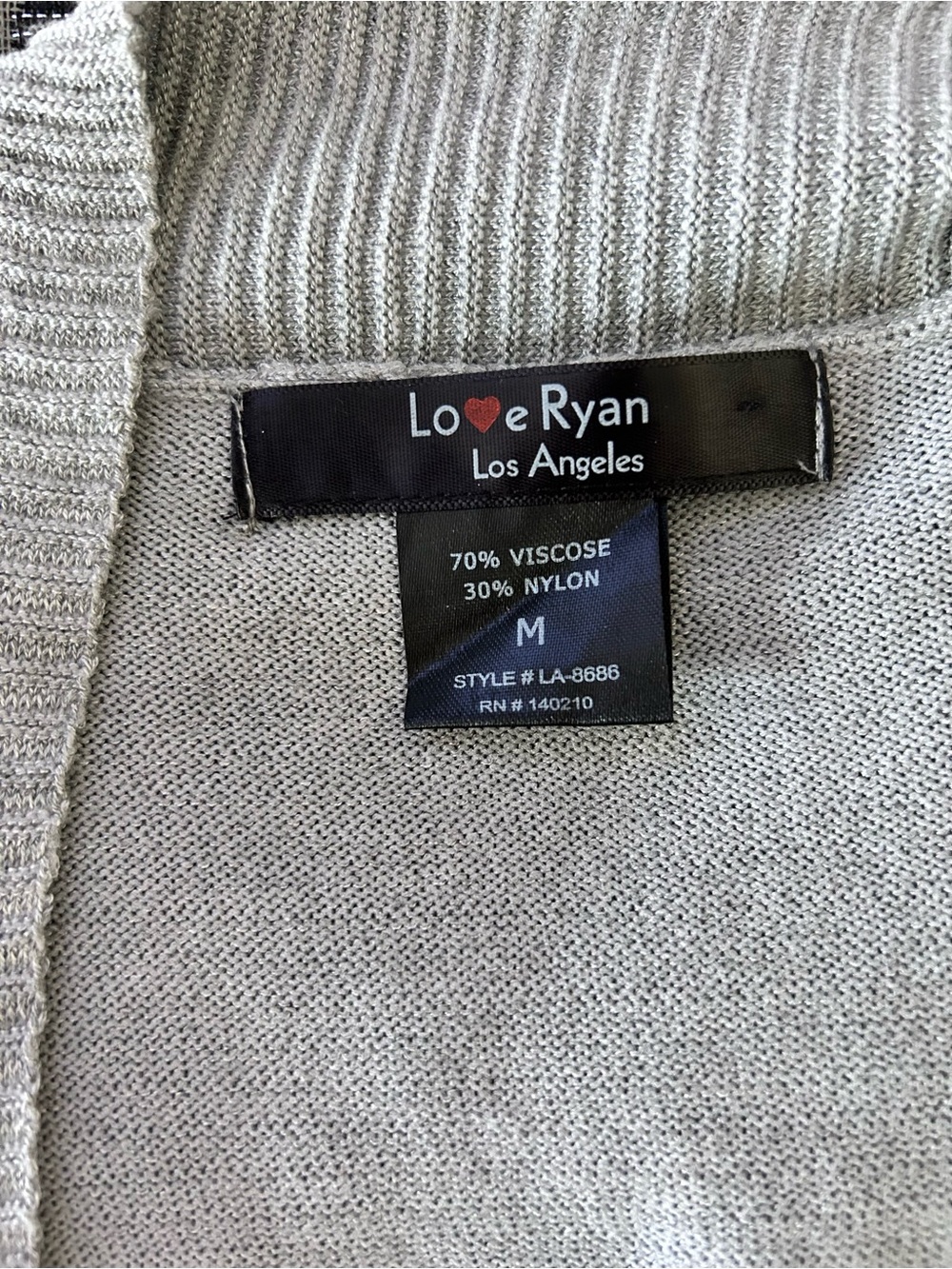 Love Ryan Light Gray Ribbed V-Neck Cardigan
